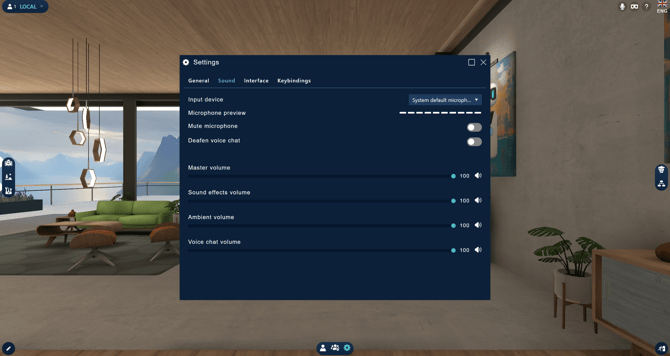 Fynd CORE Sound settings menu